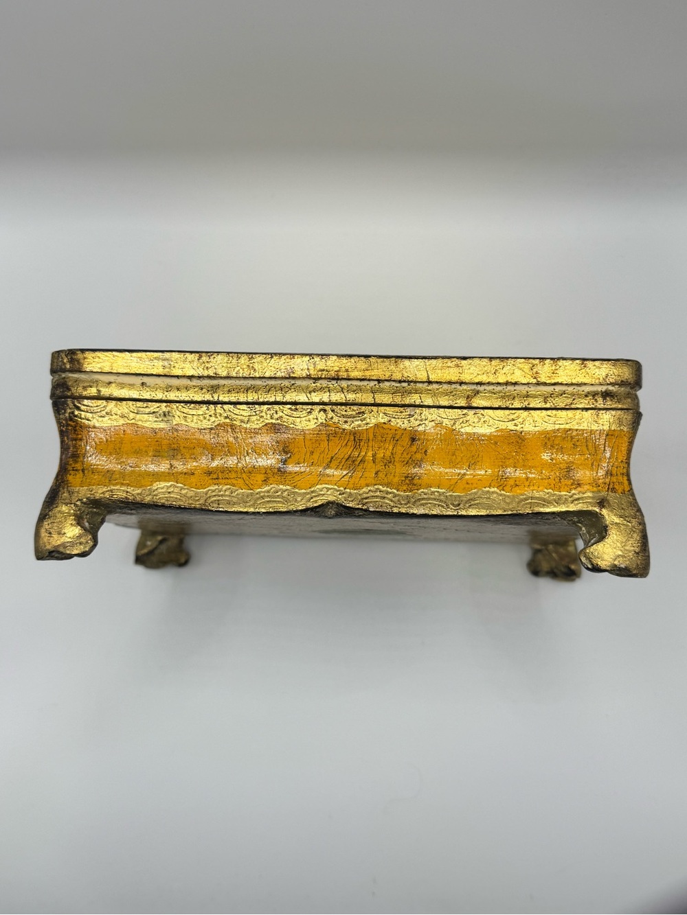 Vintage Florentine Gold Gilt Wood Jewelry Box w/Floral Design Florentia Italy - Picture 8 of 12